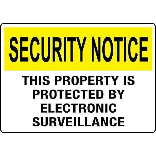 DYLAN MILLER Safety Sign - Security Notice Property is Protected by Surveillance DYU0273 12 x 16 Inches Metal Sign Durable Indoor and Outdoor Signs Street Signs