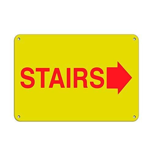 DYLAN MILLER Safety Sign - Stairs Arrow Right Business Sign Stairway Signs DYU0264 12 x 16 Inches Metal Sign Durable Indoor and Outdoor Signs Street Signs