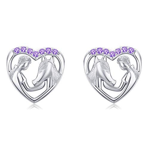 MEDWISE Hypoallergenic Silver Lucky Horse Stud Earrings for Girls Women 925 Sterling Silver Horse Gifts for Horse Lovers Jewelry Purple Color MEDWISE Hypoallergenic Silver Lucky Horse Stud Earrings for Girls Women 925 Sterling Silver Horse Gifts for Horse Lovers Jewelry Purple Color