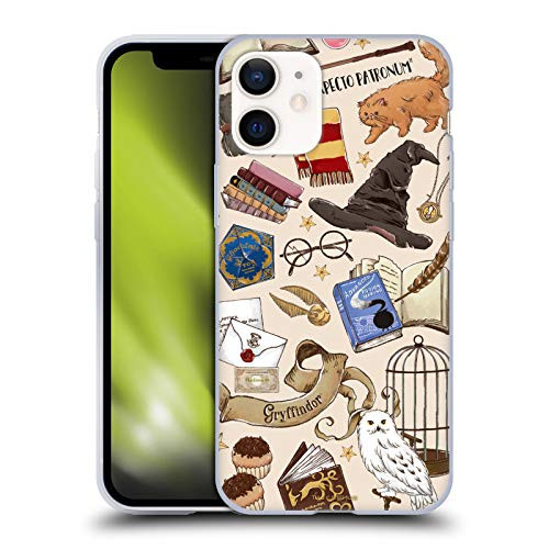 Head Case Designs Officially Licensed Harry Potter Hogwarts Pattern Deathly Hallows XXXVII Soft Gel Case Compatible with Apple iPhone 12 Mini