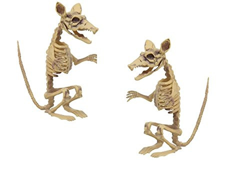 Rat Skeleton Halloween Prop Decoration Haunted House Party Decor Set Standing Movable Neck Jaw Plastic 2 pack