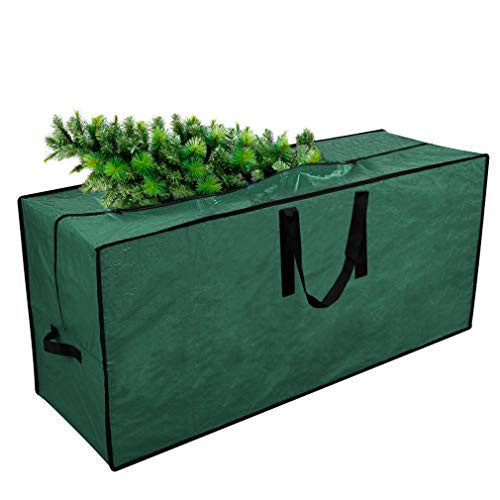 Primode Artificial Xmas Tree Storage Bag with Handles | 65 x 15 x 30 Holiday Tree Storage Case | Protective Zippered Xmas Tree Bag Fits Up to 9 Foot Tall Disassembled Trees (Green)