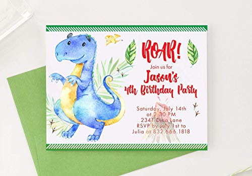 Dinosaur Birthday Invitations Personalized Birthday Invites Birthday Party Invites for Boys Dinosaur Invitations Your choice of Quantity and Envelope Color
