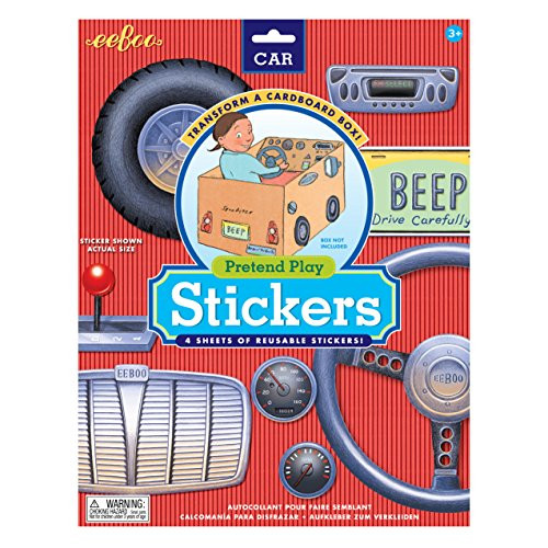 eeBoo Car Pretend Play Cardboard Box Reusable Stickers