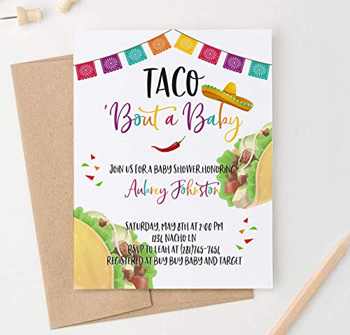 Taco Bout a Baby Shower Invitations Personalized Baby Sprinkle Invitations Girl or Boy Your choice of Quantity and Envelope Color