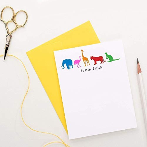 Animal Stationery Set for Boys Zoo Personalized Stationery set Personalized Thank You Cards Kids Animal Stationery Set Your Choice of Colors and Quantity