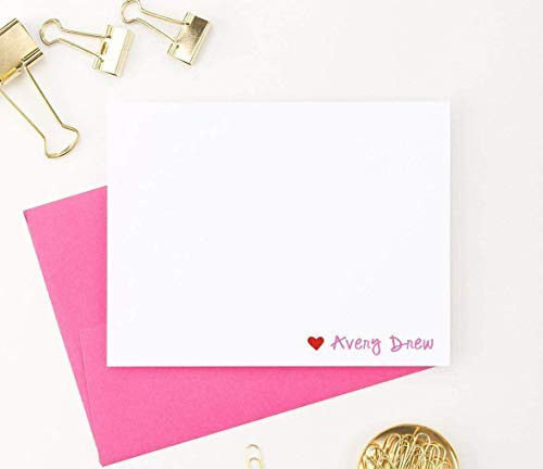 Heart Thank you cards for Girls Girls Personalized Stationery Personalized stationery for girls Heart stationery for girls Personalized Girls Thank You Cards Your choice of Colors and Quantity