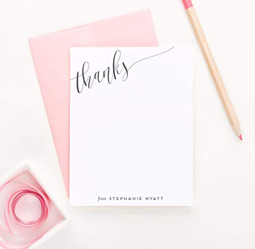 Calligraphy Personalized Stationery Set Personalized Note cards Personalized thank you cards Elegant thank you cards Your Choice of Colors and Quantity