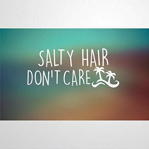 Salty Hair - Dont Care Palm Tree Waves Stickers Car Decal Window Decal Vinyl Decal Die Cut Decals Funny Laptop Stickers Bumper Stickers Gift