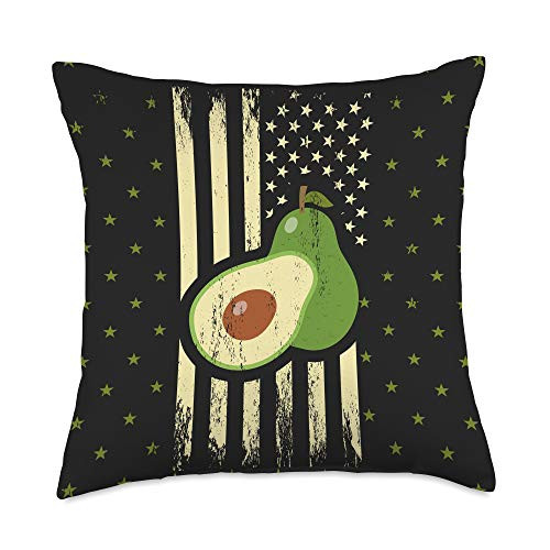 Greens Dream American Flag Themed 4th Of July Gift For Avocado Lovers Throw Pillow 18x18 Multicolor