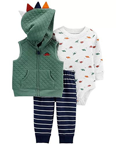 Carters 3-Piece Dinosaur Little Vest Set  6 Months  Green Navy