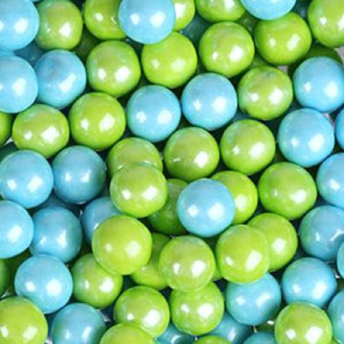 Powder Blue  and  Lime Green Shimmer Pearl Sixlets Mini Milk Chocolate Balls 1LB Bag