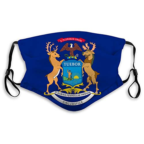 NYNELSONG Safety Cover Reusable Outdoor Covers Michigan Flag on White Background USA State Flag Printed Cover NYNELSONG Safety Cover Reusable Outdoor Covers Michigan Flag on White Background USA State Flag Printed Cover