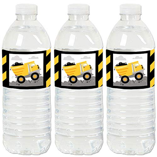Big Dot of Happiness Dig It - Construction Party Zone - Baby Shower or Birthday Party Water Bottle Sticker Labels - Set of 20