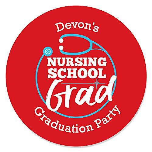 Big Dot of Happiness Personalized Nurse Graduation - Custom Medical Nursing Graduation Party Favor Circle Sticker Labels - Custom Text - 24 Count Big Dot of Happiness Personalized Nurse Graduation - Custom Medical Nursing Graduation Party Favor Circle Sticker Labels - Custom Text - 24 Count