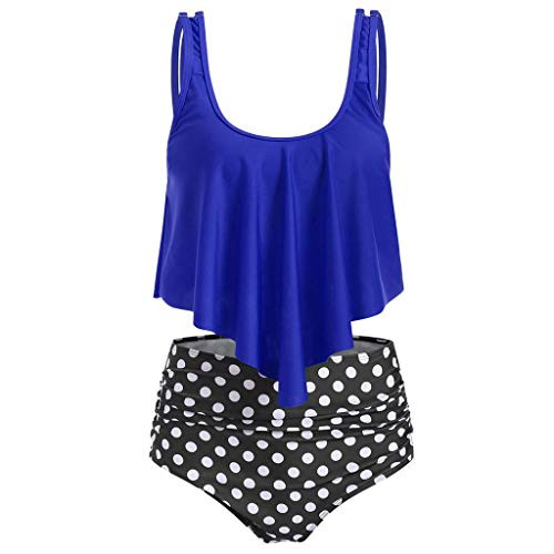 aihihe Swimsuits for Women 2 Piece Tankini Bathing Suits Ruffle Flounce Top High Waisted Tummy Control Bottom Bikini Set
