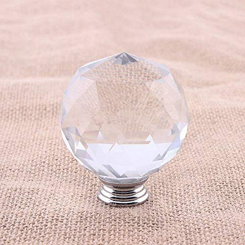 2Pcs Door Cabinet Handle 60mm DIY Crystal Glass Door Knobs Wardrobe Cupboard Cabinet Drawer Pull Handle for Kitchen Home Decorating