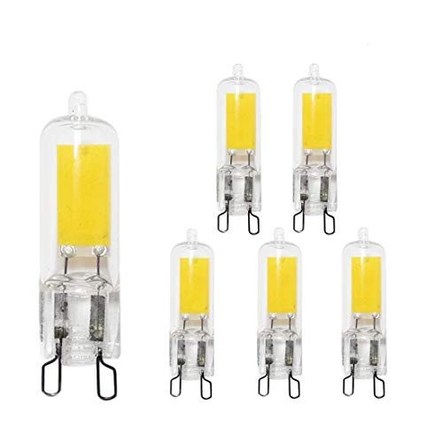 MD Lighting G9 LED Bulb 2W LED Corn Light Bulbs 6 Pack - COB G9 LED Light Bulbs Replace 20W Halogen Light Bulbs Warm White 3000K G9 LED Bulbs for Pendant Wall Sconce Crystal ChandelierAC110V