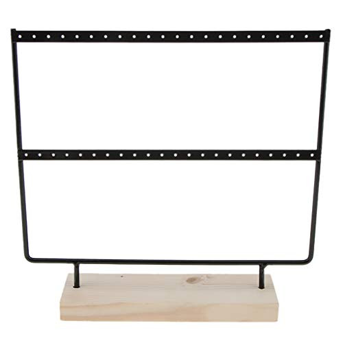 Yeefant Jewelry Display Wood Base Metal Jewelry Holder Display Stand Dangle Earrings Hanging 44 Holes Jewelry Rack Display Rack Storage Rack Jewelry Display Stand27x26.5cm