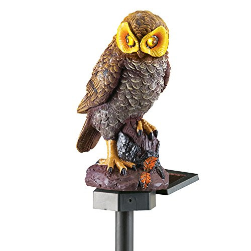 Collections Etc Solar Brown Hooting Owl Garden Decor Yard Stake Brown