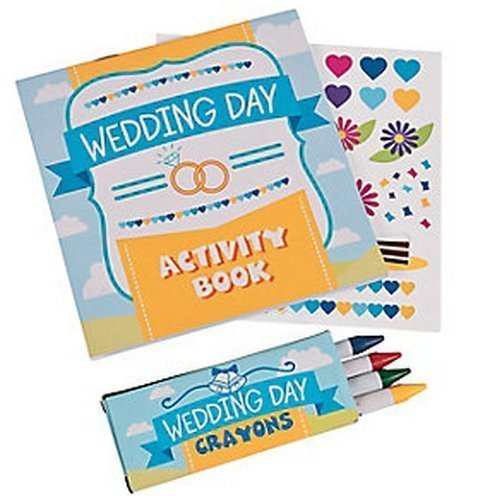 Fun Express Wedding Day Kids Activity Books with Stickers and Crayons, One Dozen