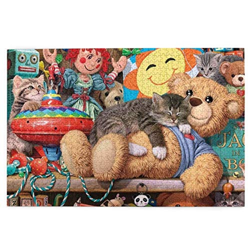 Jigsaw Puzzle 1000 Piece -Cat and Toy Intellectual Wooden Puzzle Large Challenging Puzzle Game for Adults and Kids