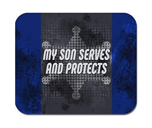 Makoroni - My Son Serves and Protects Police Cop Cops - Non-Slip Rubber - Computer Gaming Office Mousepad