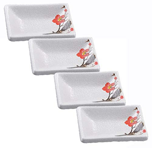 CozyHuluu Japanese style 4 packs 3.5 inch soy sauce dish dipping sauce dish dipping bowls dip cups small bowls for dipping japanese plates sushi plate
