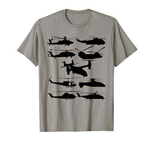 US Helicopters UH-1 Huey UH-60 Blackhawk AH-64 Apache Gift T-Shirt