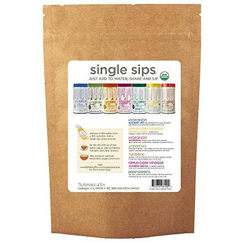 The Republic of Tea Single Sips Sampler Envelope 7 Single Sips Tea Powder