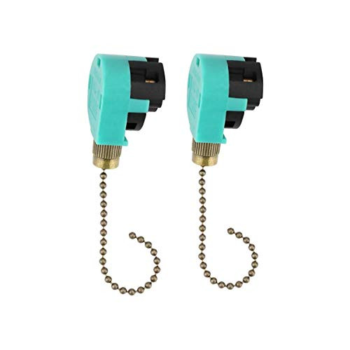 2PCS Ceiling Fan Switch Pull Chain Control ZE-268S6 ZE-208S6 3 Speed 4 wire Speed Control Switch Ceailing Fan Replacement Speed Control Switch (Antique Brass)