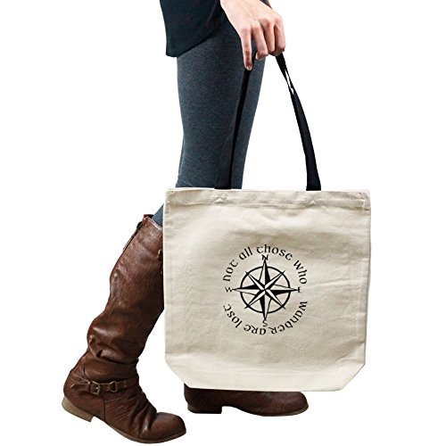 Not All Those Who Wander Are Lost LOTR Compass Tote Handbag Shoulder Bag Purse Not All Those Who Wander Are Lost LOTR Compass Tote Handbag Shoulder Bag Purse