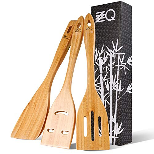 ZZQ Bamboo Wooden Spatula for Cooking 3-Piece Large Kitchen Wok Tool Wood Turner Slotted Spatula for Frying Cooking 13-Inch Long Cooking Utensil Spatula Set for Nonstick Cookware Heat Resistant ZZQ Bamboo Wooden Spatula for Cooking 3-Piece Large Kitchen Wok Tool Wood Turner Slotted Spatula for Frying Cooking 13-Inch Long Cooking Utensil Spatula Set for Nonstick Cookware Heat Resistant