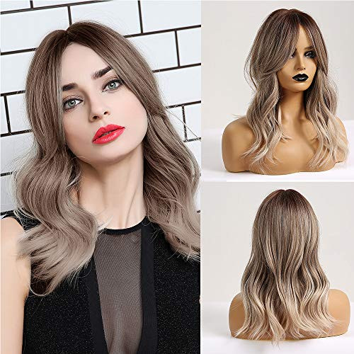 Long Ombre Wavy Wig Ombre Ash Blonde Middle Part Synthetic Wig for Women Cosplay Wigs Long Curly Wavy Perfect Wig Fluffy for Daily Party  Ombre Ash Blonde