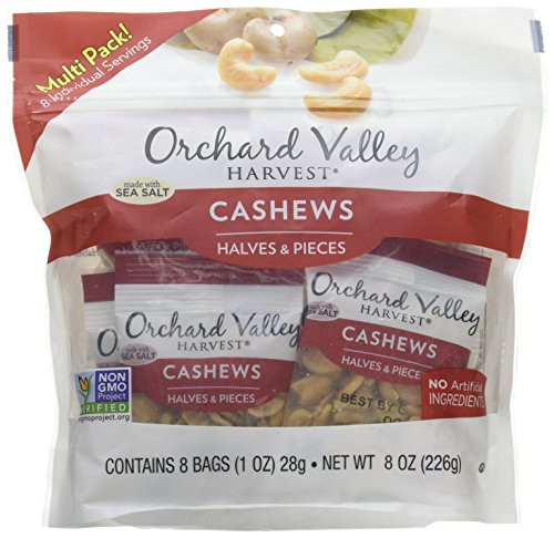 ORCHARD VALLEY HARVEST Roasted Salted Cashew Half  and  Pieces 8 OZ