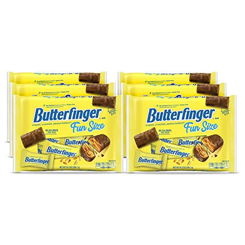 Butterfinger Fun Size 6 Bags of Peanut-Buttery Chocolate-y Candy Bars Individually Wrapped Perfect Easter Egg Basket Stuffers 10.2 Ounce Bags
