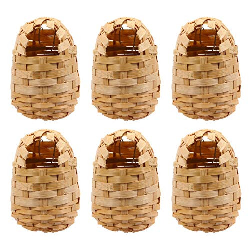 POPETPOP Wood Woven Bird Nest Hummingbird House Bird Hut Hand Woven Hanging Birdhouse Outside Roosting Pocket Nest for Hummingbird Wren Sparrow Wicker Finch Chickadee 6pcs POPETPOP Wood Woven Bird Nest Hummingbird House Bird Hut Hand Woven Hanging Birdhouse Outside Roosting Pocket Nest for Hummingbird Wren Sparrow Wicker Finch Chickadee 6pcs
