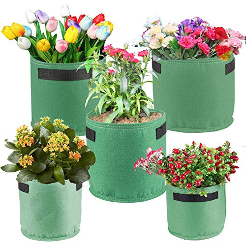 BELUPAID 5 Pack 3 Gallon Plant Grow Bags Heavy Duty Thickened Double Layer Potato Grow Planter Nonwoven Aeration Fabric Pots Garden Planting Bags for Tomato Carrots Onions Herbs BELUPAID 5 Pack 3 Gallon Plant Grow Bags Heavy Duty Thickened Double Layer Potato Grow Planter Nonwoven Aeration Fabric Pots Garden Planting Bags for Tomato Carrots Onions Herbs