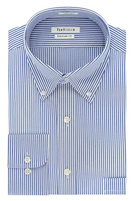 Van Heusen mens Regular Fit Pinpoint Stripe Dress Shirt Blue 18.5 Neck 36 -37 Sleeve XX-Large US