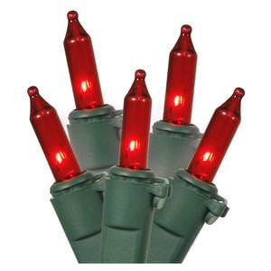 Vickerman 100 Count Light Set with Green Wire, Mini, Red