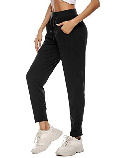 Sykooria Womens Active Joggers Sweatpants Yoga Workout Lounge Pants Running Sports Activewear Pants with Pockets  BlackS