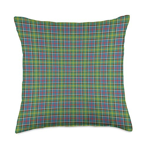 Tartan Clan Merch Ayrshire District Clan Tartan Scottish Plaid Green Blue Throw Pillow 18x18 Multicolor
