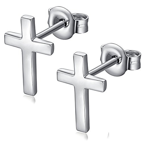 Cross Stud Earrings Silver Cross 