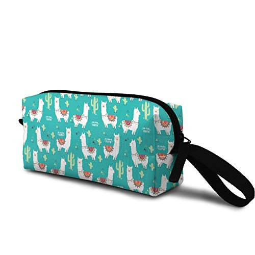Cute white llama alpaca and cactus Cosmetic Bag Cute Travel Makeup Bag Pouch Organizer Gift for Women Girls Cute white llama alpaca and cactus Cosmetic Bag Cute Travel Makeup Bag Pouch Organizer Gift for Women Girls