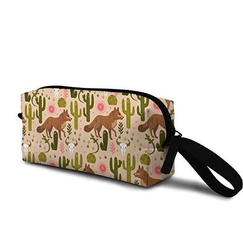 Coyote Cactus Pattern Cosmetic Bag Durable Travel Makeup Bag Pouch Organizer Gift for Women Girls Coyote Cactus Pattern Cosmetic Bag Durable Travel Makeup Bag Pouch Organizer Gift for Women Girls