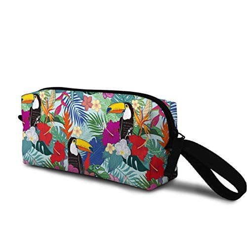 tropical parrot birds wth jungle flowers Cosmetic Bag Fashion Travel Makeup Bag Pouch Organizer Gift for Women Girls tropical parrot birds wth jungle flowers Cosmetic Bag Fashion Travel Makeup Bag Pouch Organizer Gift for Women Girls
