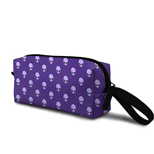 light purple alien head Cosmetic Bag Cute Travel Makeup Bag Pouch Organizer Gift for Women Girls