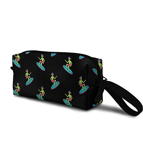 color alien surfing Cosmetic Bag Fashion Travel Makeup Bag Pouch Organizer Gift for Women Girls