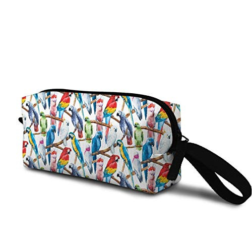 Watercolor parrot pattern Cosmetic Bag Durable Travel Makeup Bag Pouch Organizer Gift for Women Girls