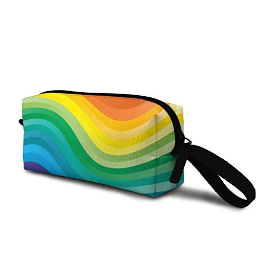 rainbow curved waves Cosmetic Bag Cute Travel Makeup Bag Pouch Organizer Gift for Women Girls